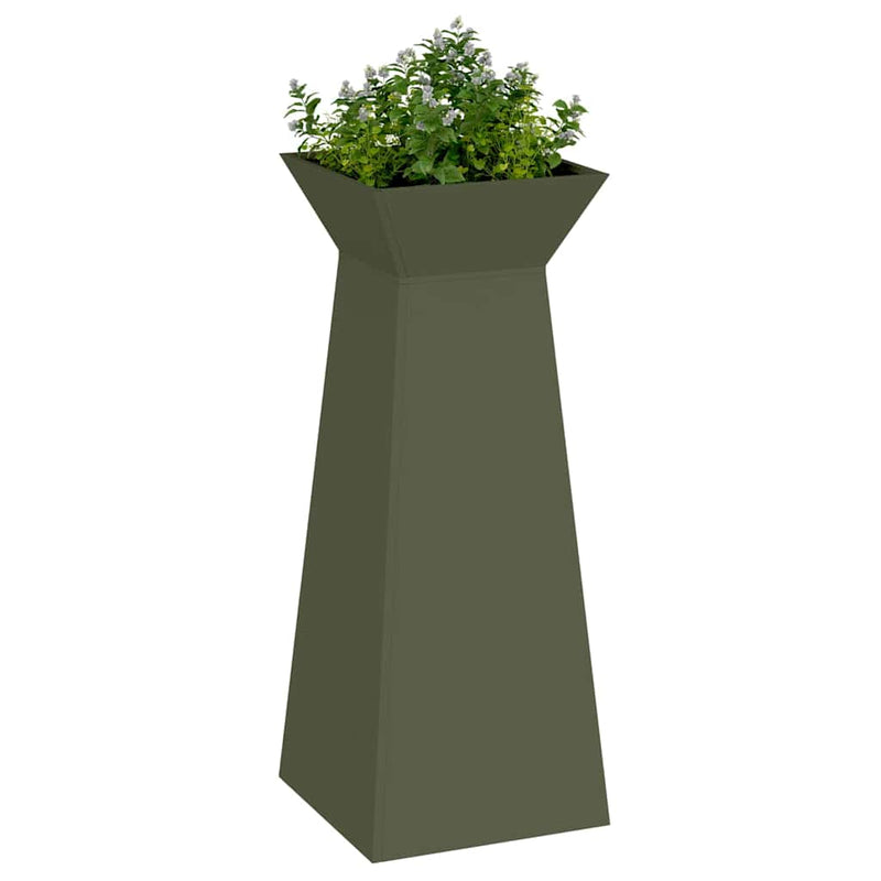 Load image into Gallery viewer, Vidaxl pilaar plantenbak olijfgroen 40 x 40 x 100 cm
