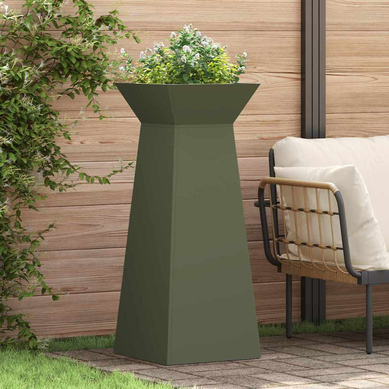 Load image into Gallery viewer, Vidaxl pilaar plantenbak 2 pcs olijfgroen 40 x 40 x 100 cm
