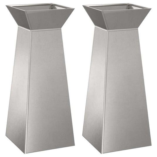 Vidaxl pilaar plantenbak 2 pcs zilver 40 x 40 x 100 cm