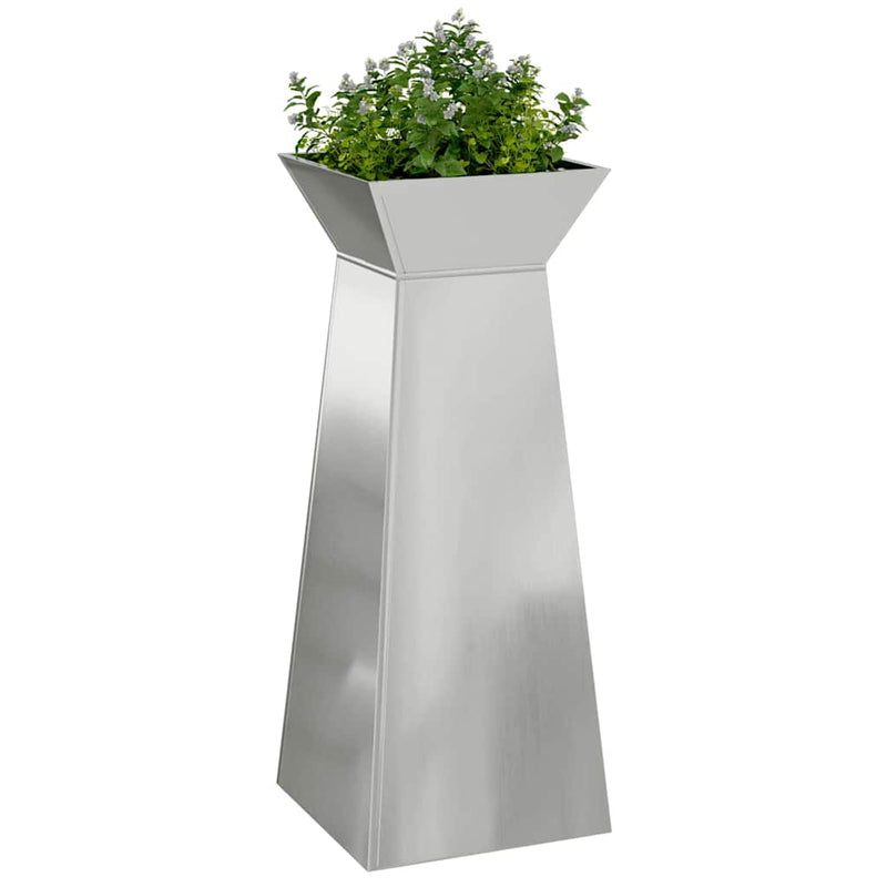 Load image into Gallery viewer, Vidaxl pilaar plantenbak zilver 40 x 40 x 100 cm
