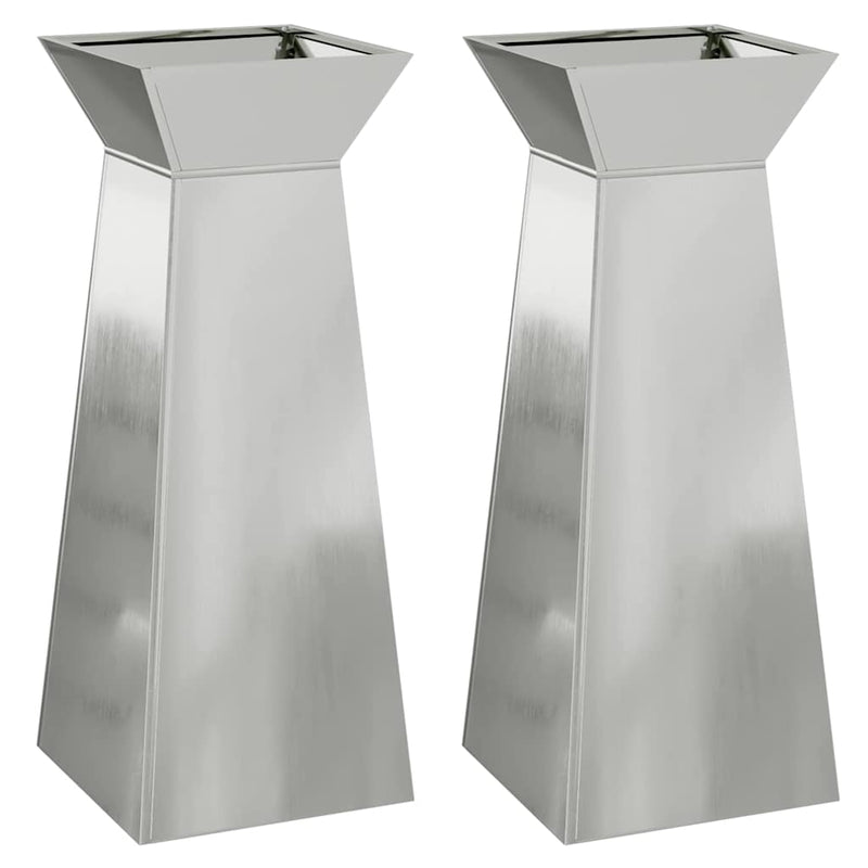 Load image into Gallery viewer, Vidaxl pilaar plantenbak 2 pcs zilver 40 x 40 x 100 cm
