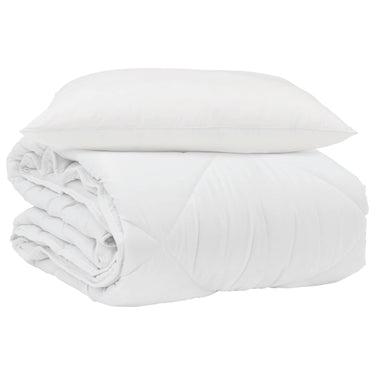 Vidaxl zomer dekbed met kussen 2 pcs wit microvezel