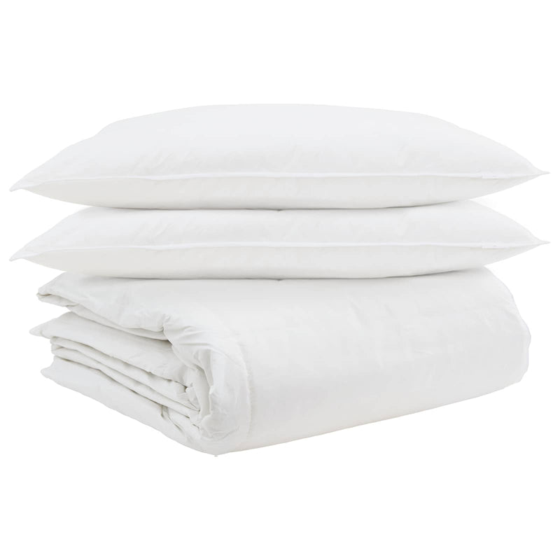 Load image into Gallery viewer, Vidaxl dekbed set met kussen 3 pcs wit donsveertjes
