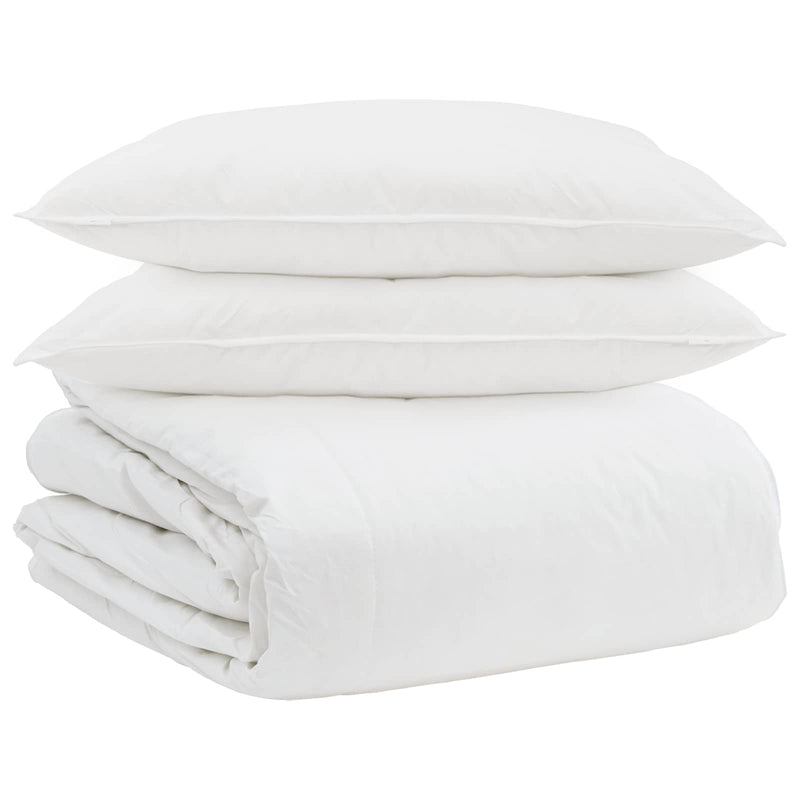 Load image into Gallery viewer, Vidaxl dekbed set met kussen 3 pcs wit donsveertjes
