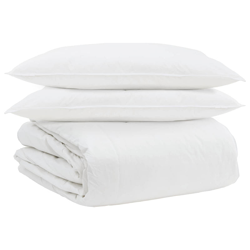 Load image into Gallery viewer, Vidaxl dekbed set met kussen 3 pcs wit donsveertjes
