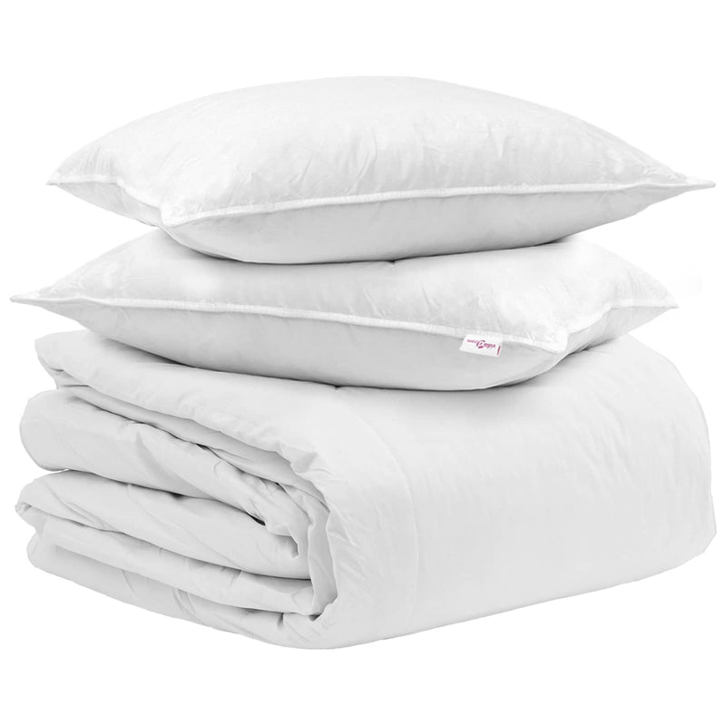 Load image into Gallery viewer, Vidaxl dekbed set met kussen 3 pcs wit donsveertjes
