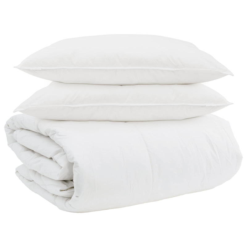 Load image into Gallery viewer, Vidaxl dekbed set met kussen 3 pcs wit donsveertjes
