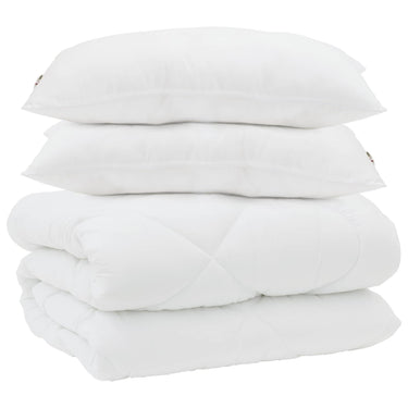 Vidaxl dekbed met kussens 3 pcs wit microfiber en dons feather