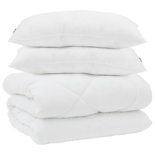 Vidaxl dekbed met kussens 3 pcs wit microfiber en dons feather
