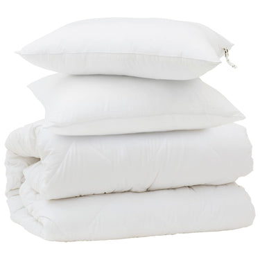 Vidaxl dekbed set met kussen 3 pcs wit microfiber en dons feather