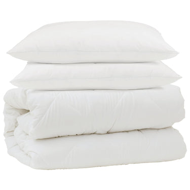 Vidaxl dekbed set met kussen 3 pcs wit microfiber en dons feather