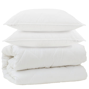 Vidaxl dekbed met kussens met kussen 3 pcs wit microvezel