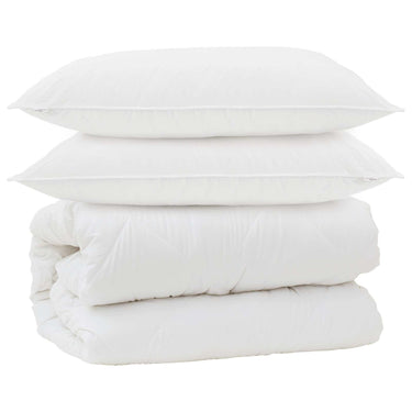 Vidaxl dekbed met kussens met kussen 3 pcs wit microvezel