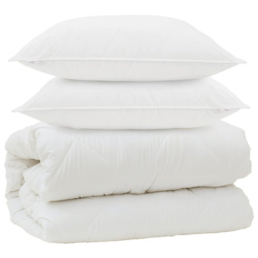 Vidaxl dekbed met kussens met kussen 3 pcs wit microvezel