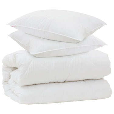 Vidaxl dekbed met kussens met kussen 3 pcs wit microvezel