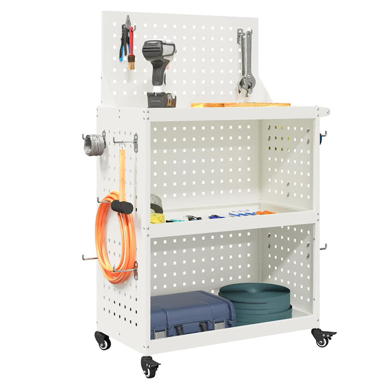 Load image into Gallery viewer, Vidaxl gereedschapswagen wit 65 x 35 x 111 cm koudgewalst staal
