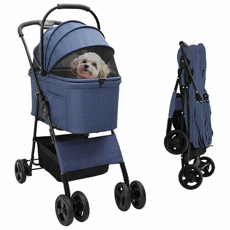 Load image into Gallery viewer, Vidaxl opvouwbare huisdierenwagen blauw 81 x 47 x 99 cm polyester
