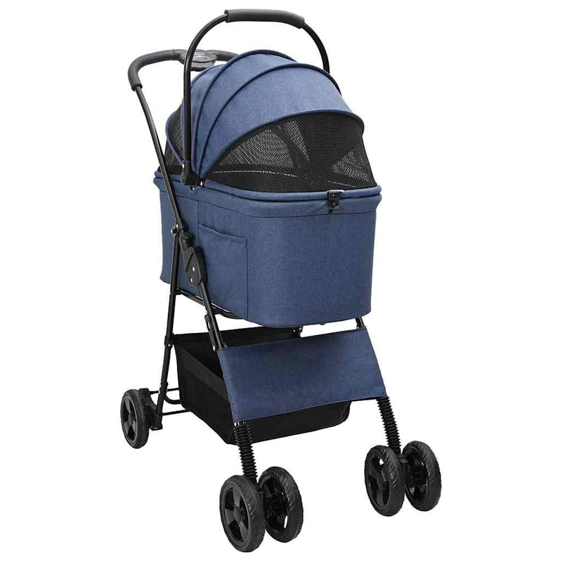 Load image into Gallery viewer, Vidaxl opvouwbare huisdierenwagen blauw 81 x 47 x 99 cm polyester
