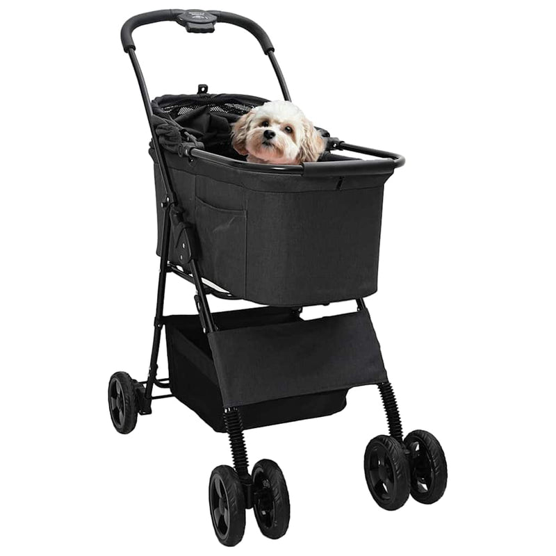 Load image into Gallery viewer, Vidaxl opvouwbare huisdierenwagen zwart 81 x 47 x 99 cm polyester
