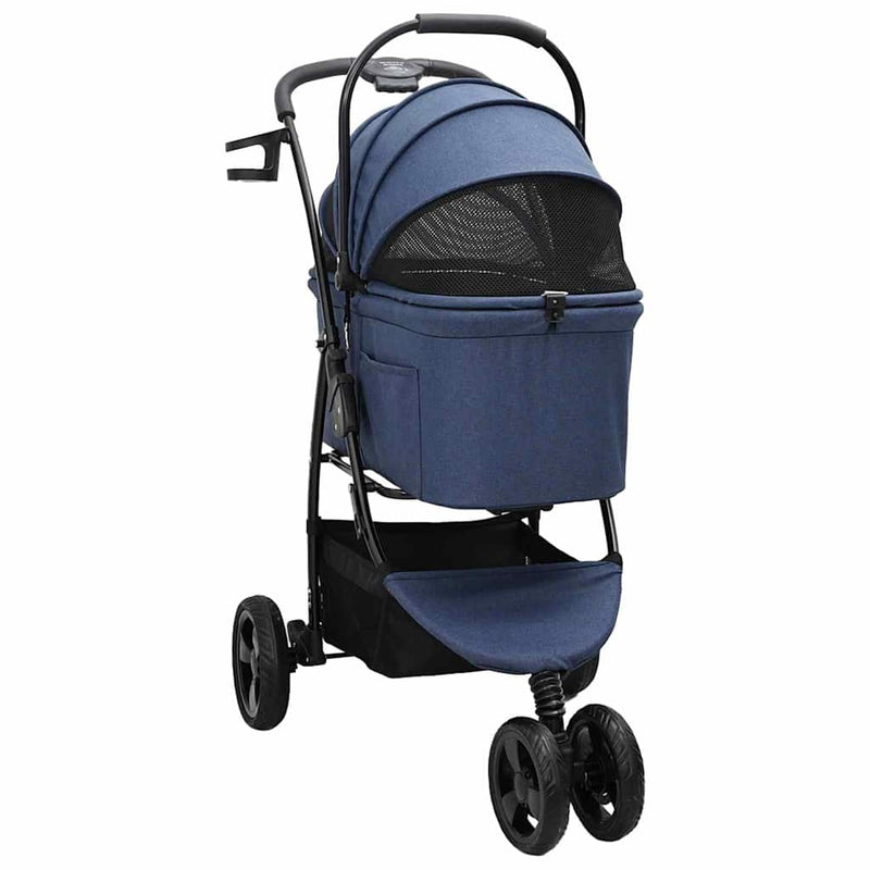 Load image into Gallery viewer, Vidaxl opvouwbare huisdierenwagen blauw 78 x 54 x 101 cm polyester
