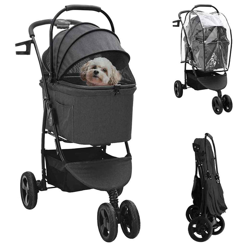 Load image into Gallery viewer, Vidaxl opvouwbare huisdierenwagen zwart 78 x 54 x 101 cm polyester
