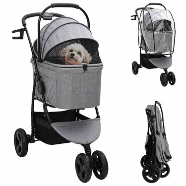 Vidaxl opvouwbare huisdierenwagen grijs 78 x 54 x 101 cm polyester