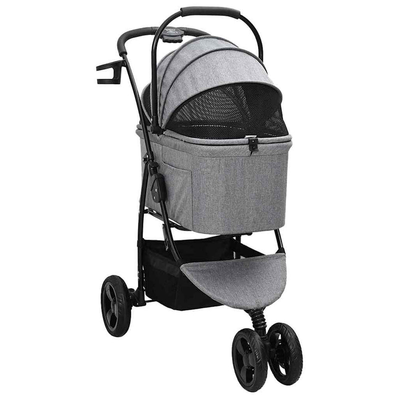 Load image into Gallery viewer, Vidaxl opvouwbare huisdierenwagen grijs 78 x 54 x 101 cm polyester

