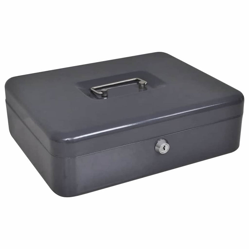 Load image into Gallery viewer, Vidaxl cash box met slot donkergrijs 30 x 24 x 9 cm staal
