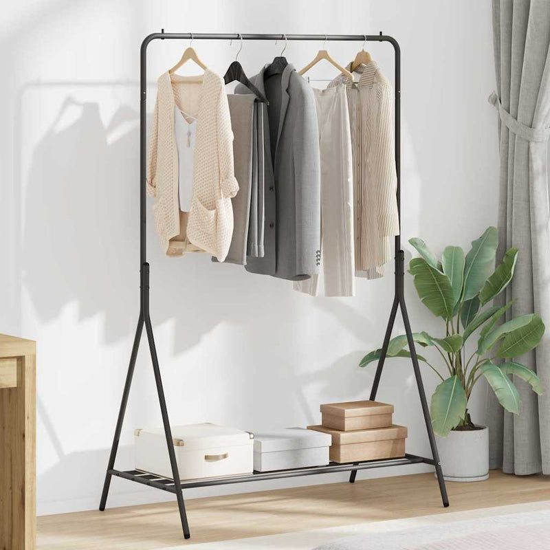 Load image into Gallery viewer, Vidaxl kledingrek met opslag zwart 100 x 56 x 154 cm staal
