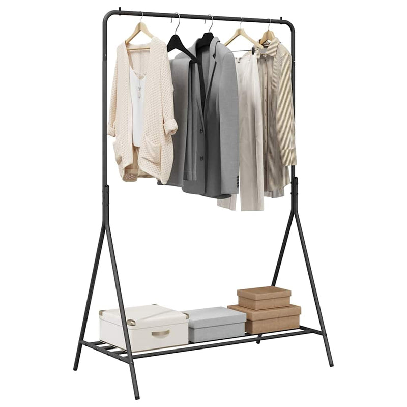 Load image into Gallery viewer, Vidaxl kledingrek met opslag zwart 100 x 56 x 154 cm staal

