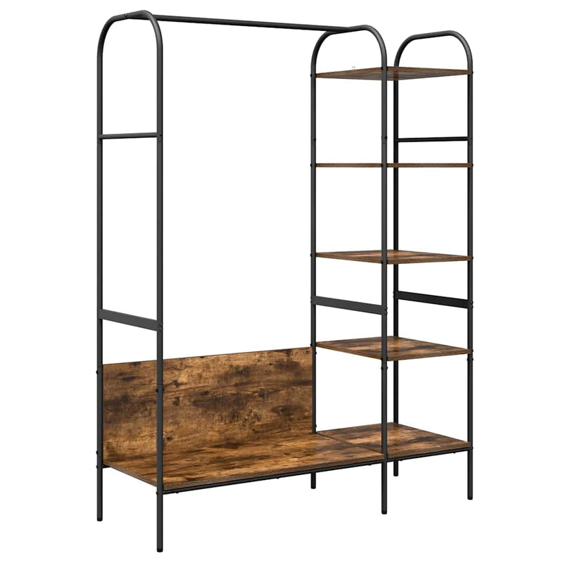 Load image into Gallery viewer, Vidaxl kledingrek met plank bruin eiken 120 x 44 x 160 cm bewerkt hout
