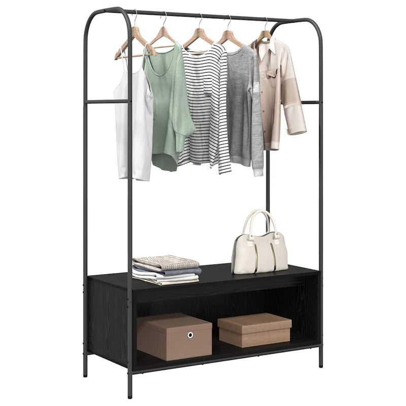 Load image into Gallery viewer, Vidaxl kledingrek met opslag zwart 100 x 44 x 160 cm bewerkt hout
