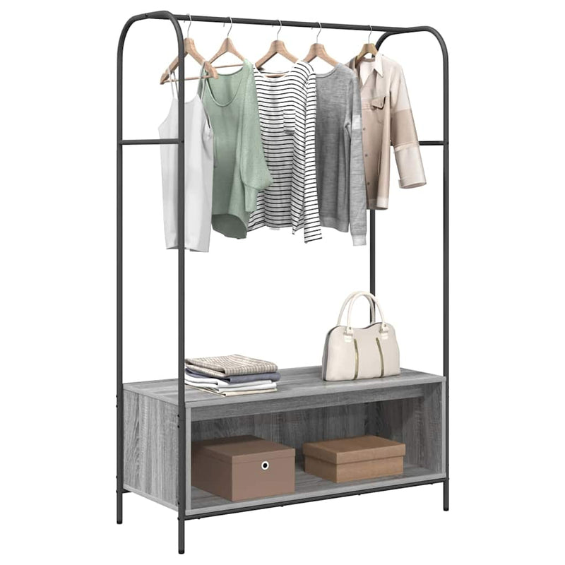 Load image into Gallery viewer, Vidaxl kledingrek met opslag grijs 100 x 44 x 160 cm bewerkt hout
