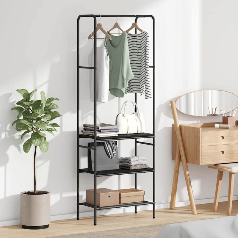 Load image into Gallery viewer, Vidaxl kledingrek met plank zwart eiken 60 x 30 x 171 cm bewerkt hout
