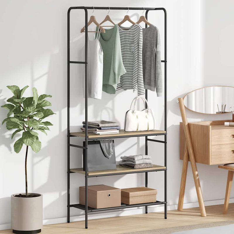 Load image into Gallery viewer, Vidaxl kledingrek met plank sonoma eiken 77 x 30 x 171 cm bewerkt hout
