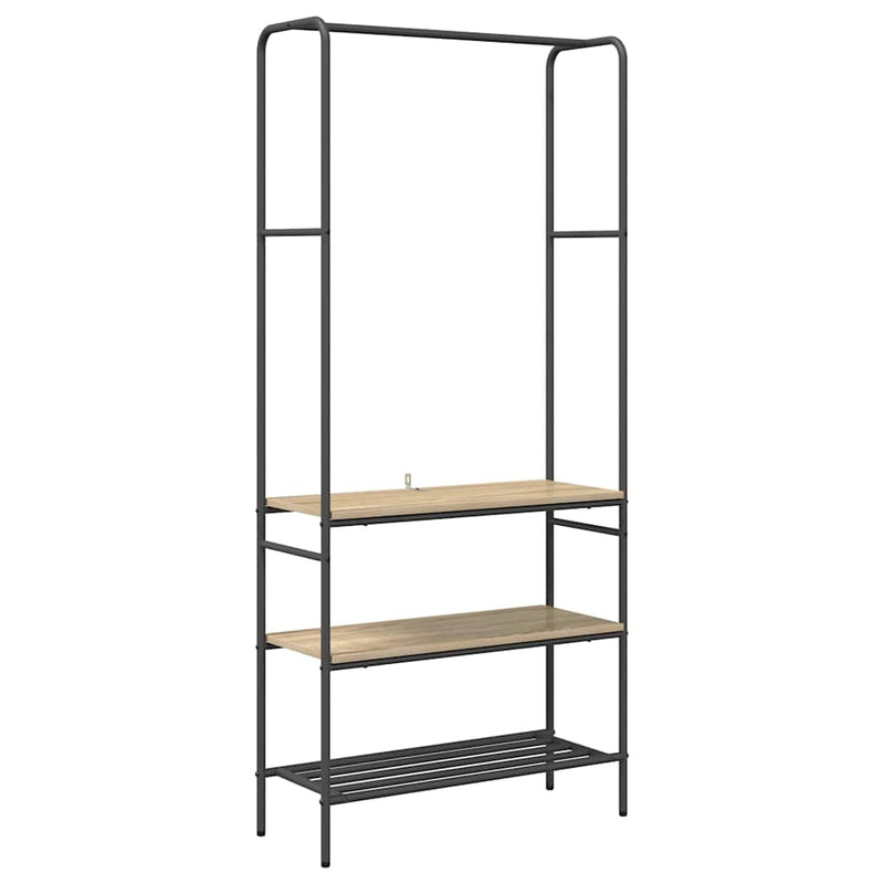 Load image into Gallery viewer, Vidaxl kledingrek met plank sonoma eiken 77 x 30 x 171 cm bewerkt hout
