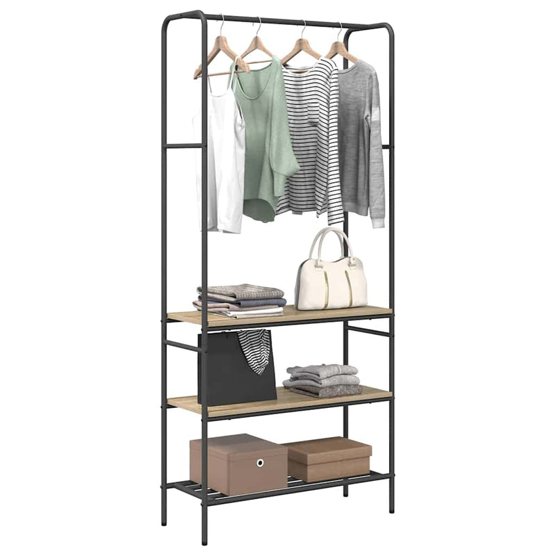 Load image into Gallery viewer, Vidaxl kledingrek met plank sonoma eiken 77 x 30 x 171 cm bewerkt hout

