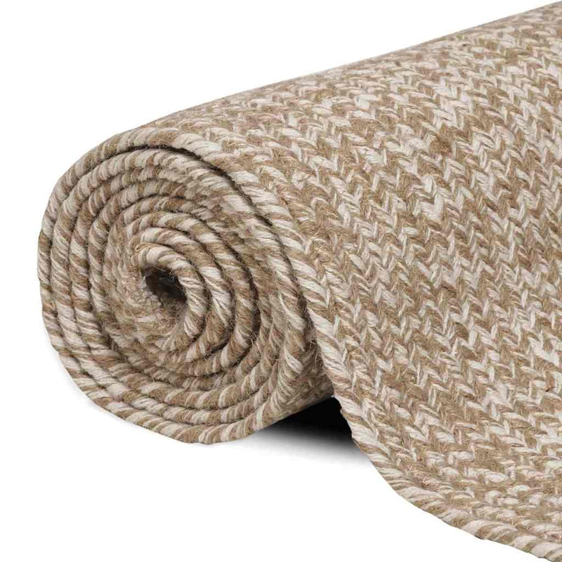 Load image into Gallery viewer, Vidaxl vloerkleden vierkant natuurlijk en wit 240 x 240 cm jute
