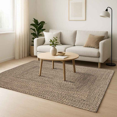 Vidaxl vloerkleden vierkant natuurlijk en zwart 240 x 240 cm jute