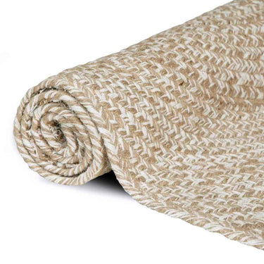 Vidaxl vloerkleden rechthoekig natuurlijk en wit 240 x 340 cm jute
