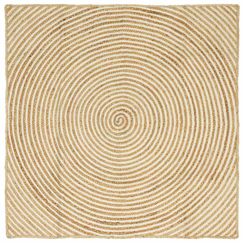 Load image into Gallery viewer, Vidaxl vloerkleed natuurlijk en wit 120 x 120 cm jute
