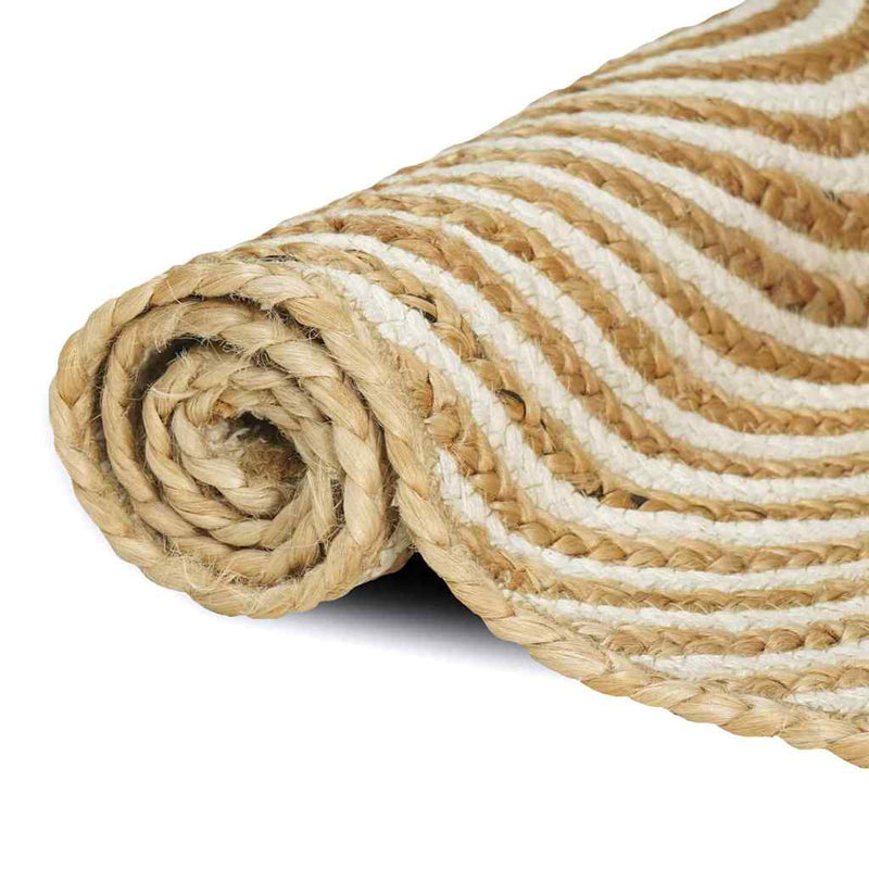Load image into Gallery viewer, Vidaxl vloerkleed natuurlijk en wit 240 x 240 cm jute
