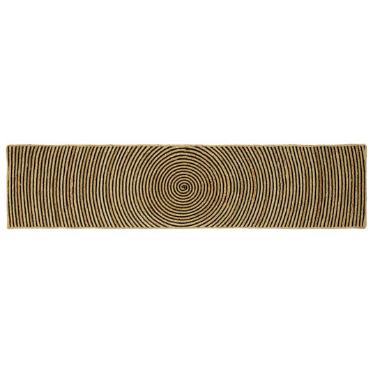 Vidaxl vloerkleed natuurlijk en zwart 60 x 250 cm jute