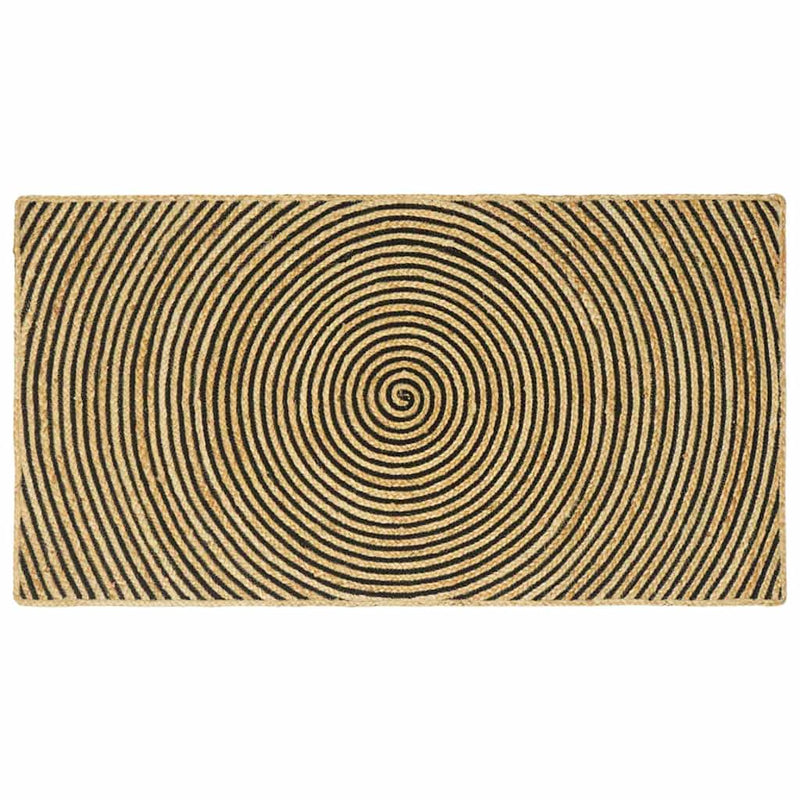 Load image into Gallery viewer, Vidaxl vloerkleed natuurlijk en zwart 80 x 150 cm jute
