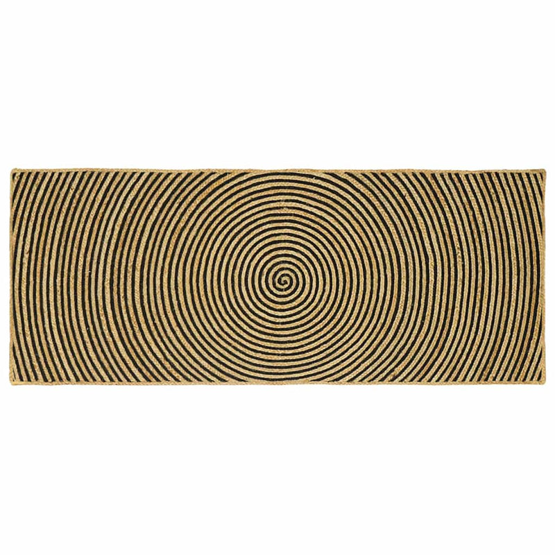 Load image into Gallery viewer, Vidaxl vloerkleed natuurlijk en zwart 80 x 200 cm jute
