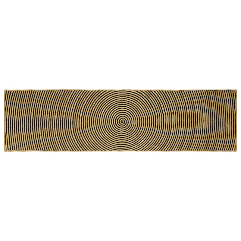 Load image into Gallery viewer, Vidaxl vloerkleed natuurlijk en zwart 80 x 300 cm jute
