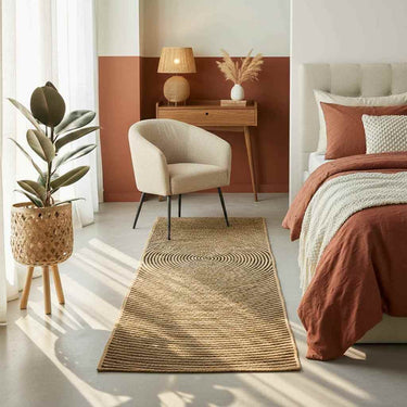 Vidaxl vloerkleed natuurlijk en zwart 80 x 400 cm jute