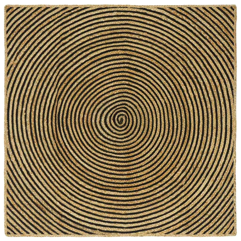 Load image into Gallery viewer, Vidaxl vloerkleed natuurlijk en zwart 160 x 160 cm jute
