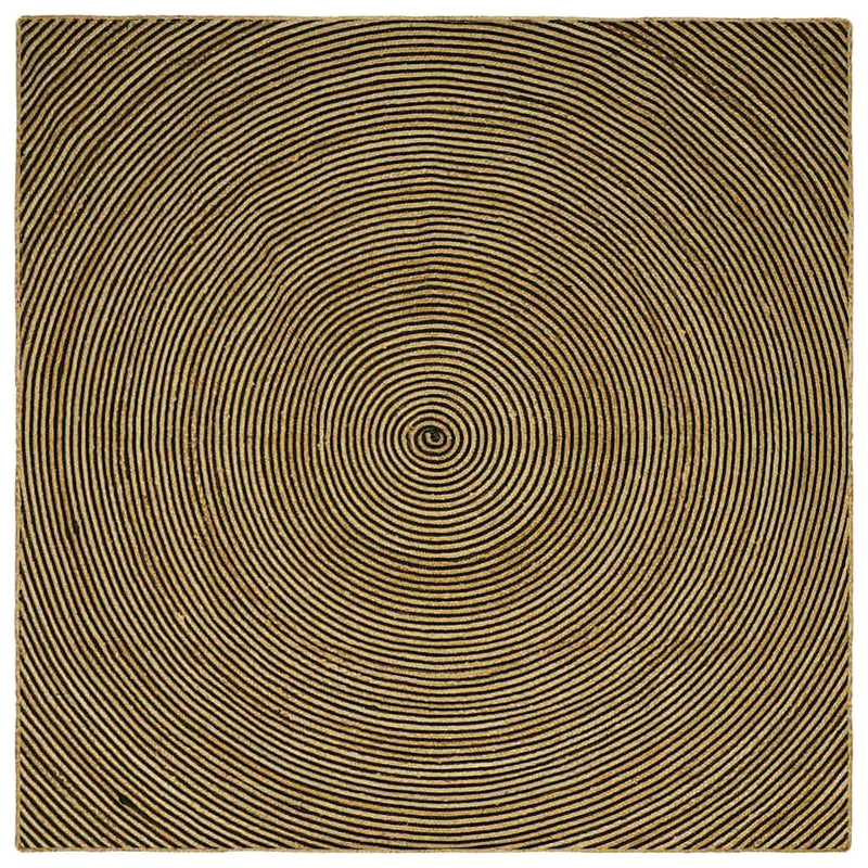 Load image into Gallery viewer, Vidaxl vloerkleed natuurlijk en zwart 200 x 200 cm jute
