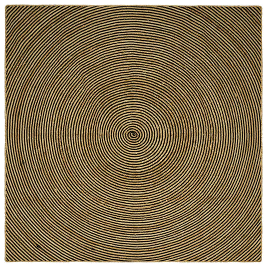 Vidaxl vloerkleed natuurlijk en zwart 300 x 300 cm jute